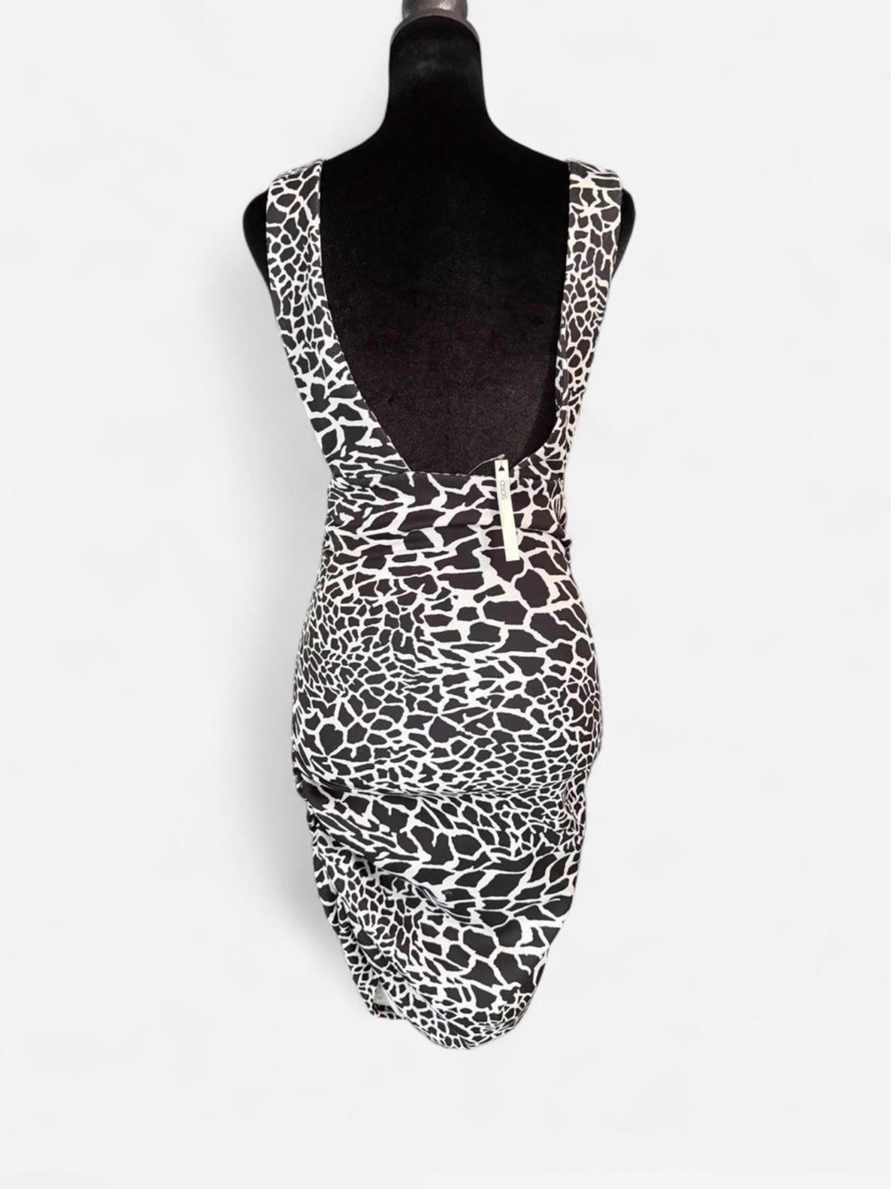 ASOS Black & White Animal Print V-Neck Midi Dress NWT Size 4 - Picture 4 of 6